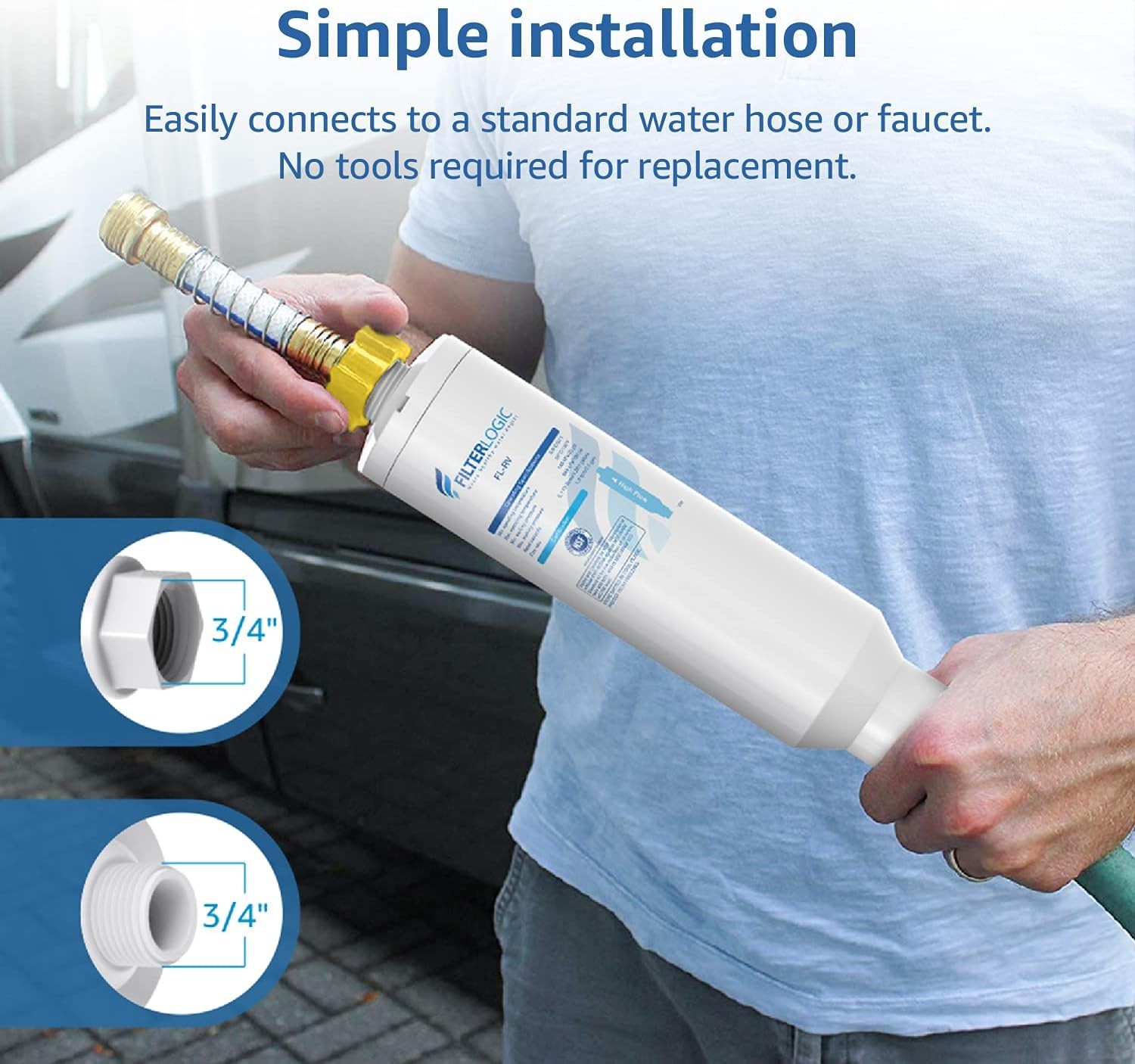 Inline Water Filter for Boats, RVs, NSF Certified, Campers, Gardening, Planting,