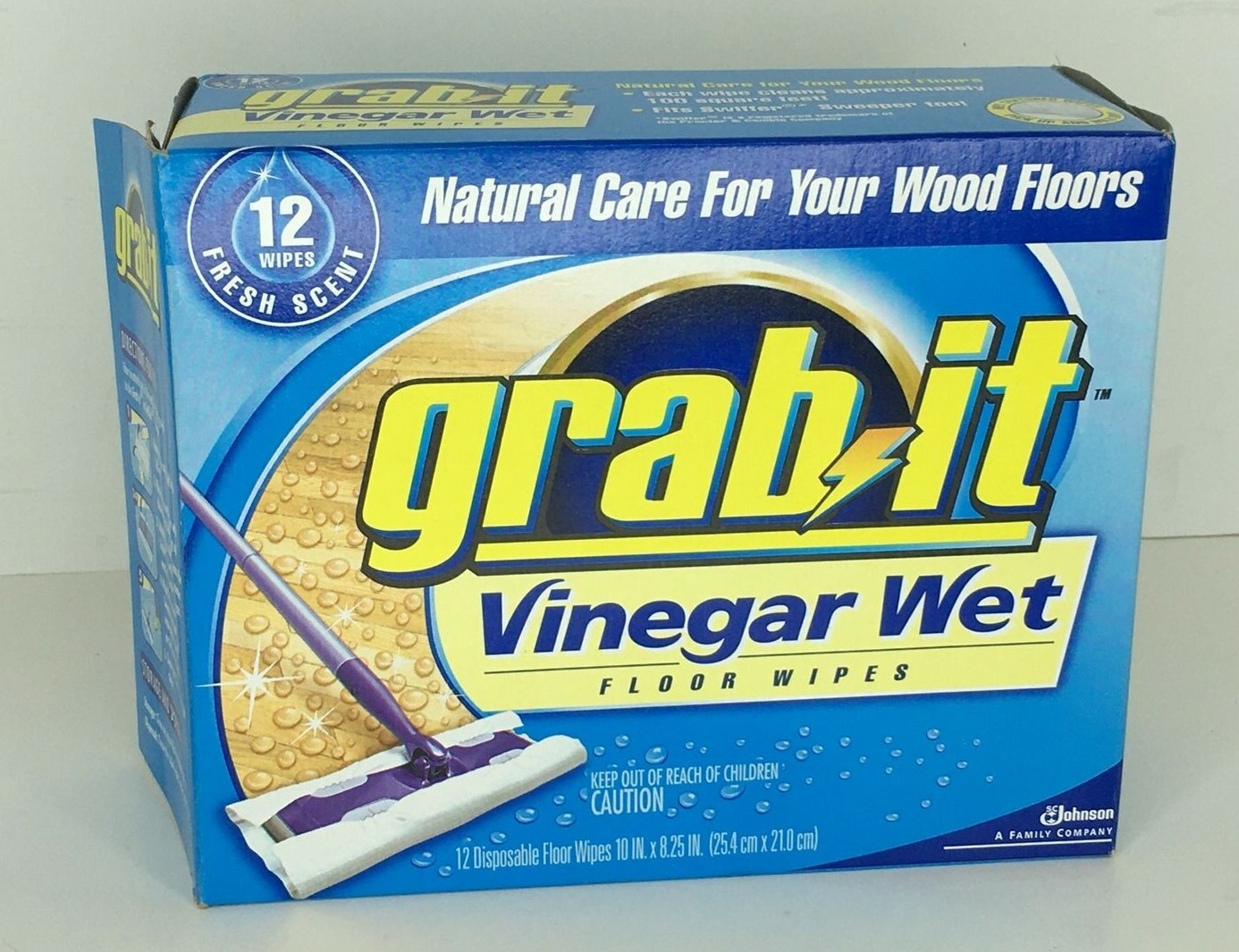 Pledge Grab It Vinegar Wet Floor Wipes 12 Ct Natural Care for Wood Floors DISC!