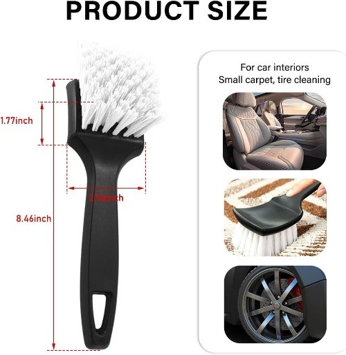 Car Carpet Cleaning Brush, Wheel Hub Scrub Brush Floor Mat Cleani Color: White