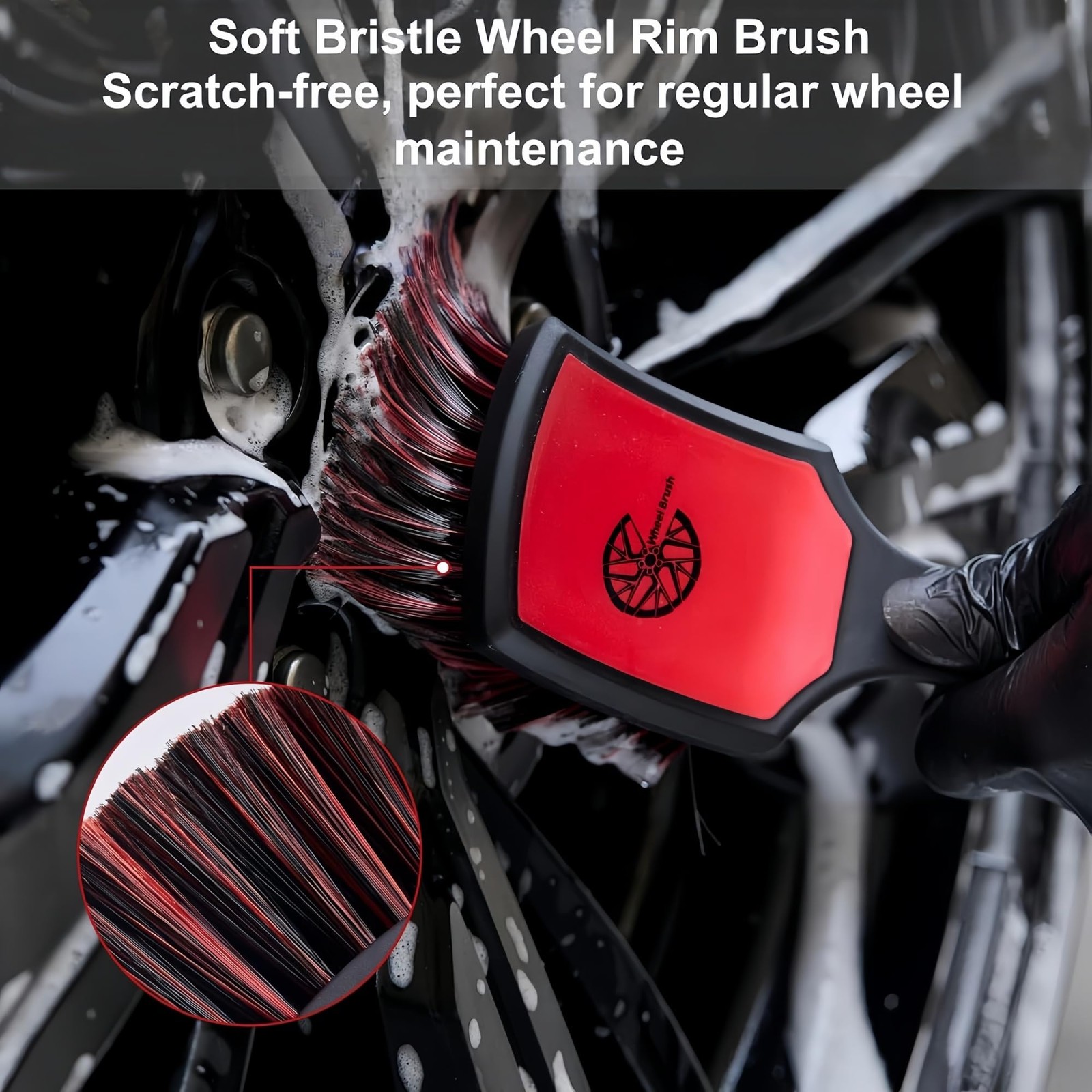 Car Wheel & Tire Brush Set, 2Pack Tire Brush and Wheel Rim Brush, Soft & Stif…