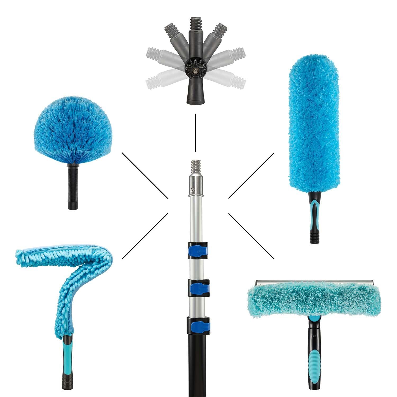 20 Foot High Reach 5to12 Foot Cleaning Duster Kit With Sturdy Lightweight Extens