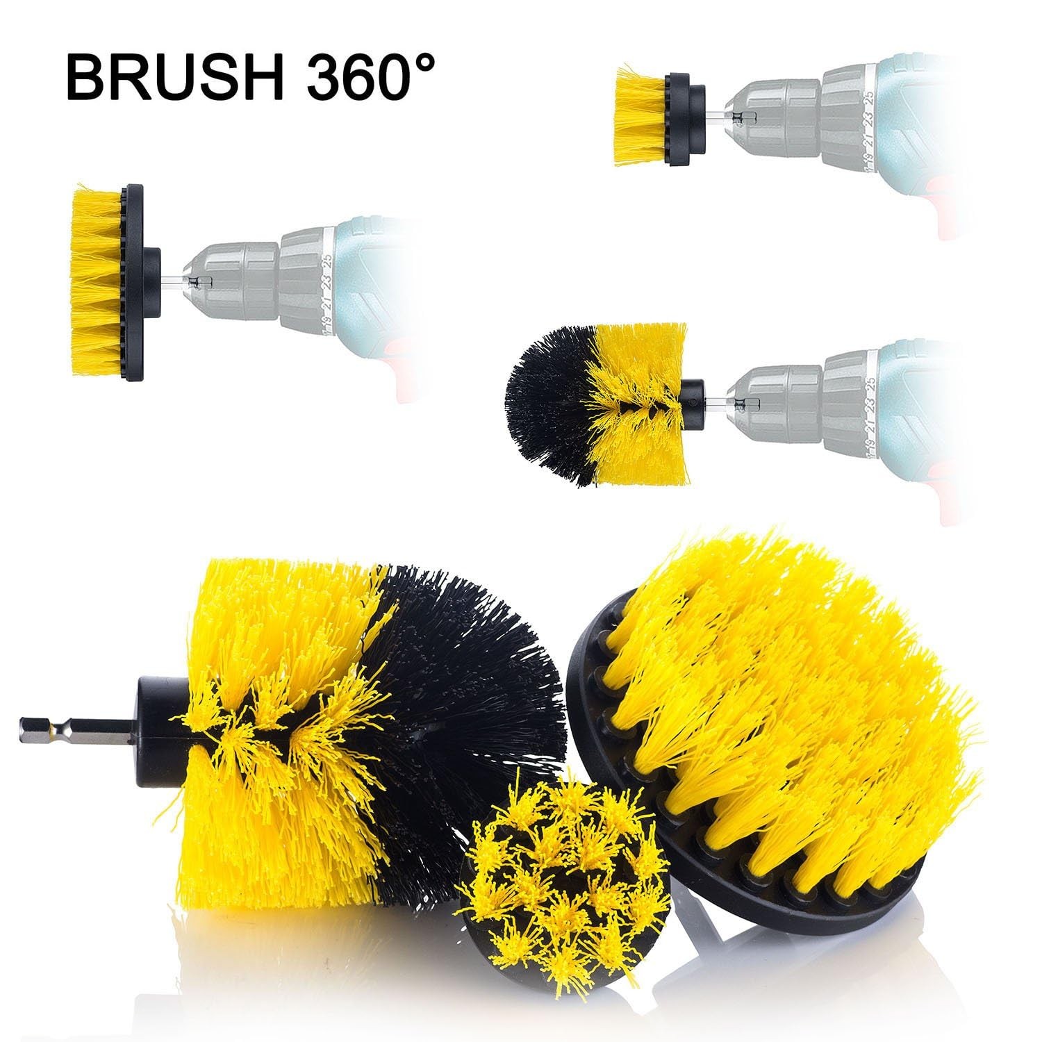 3 Pcs Drill Brush Car Detailing Attachment Power Scrubber for Bathroom Tile Car