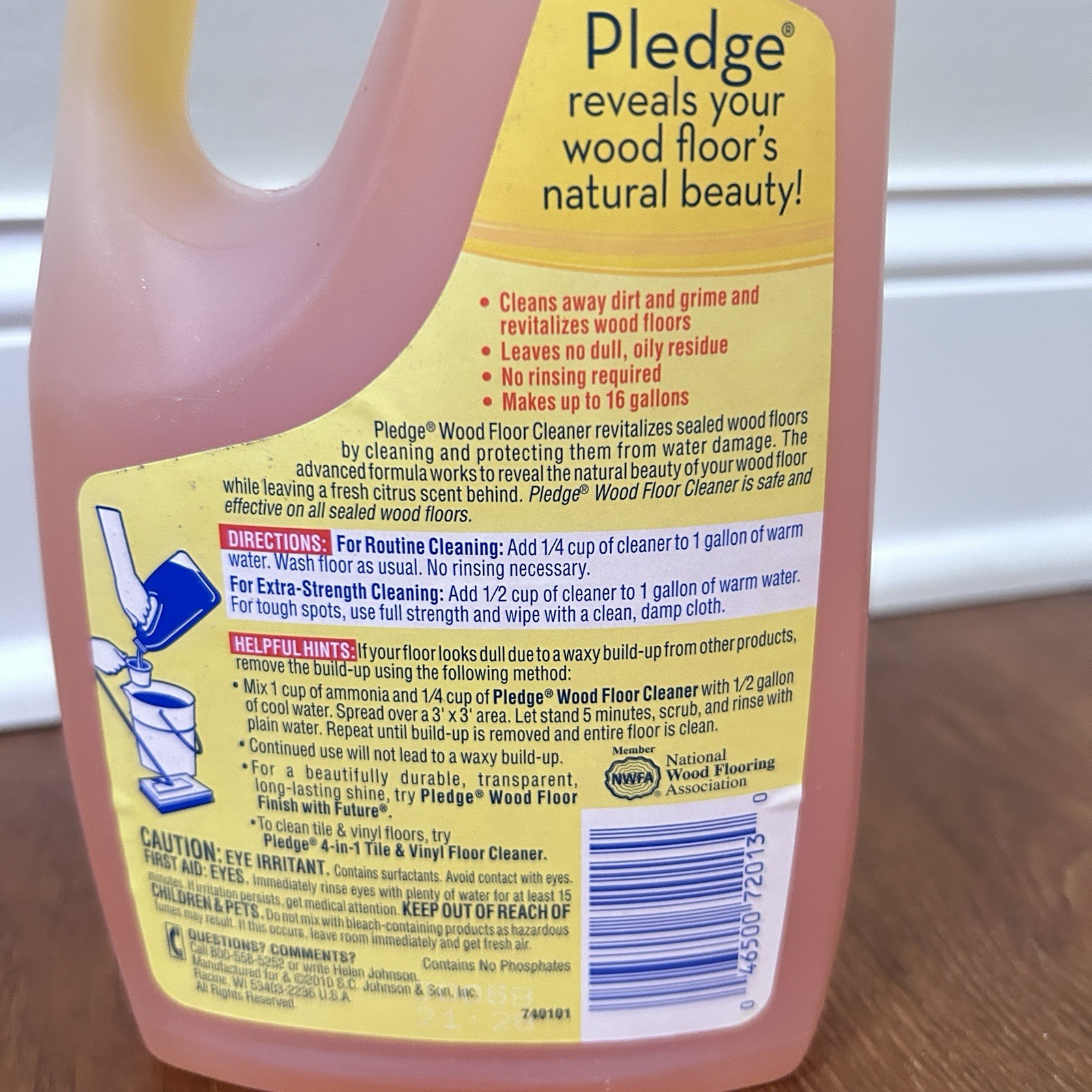 Pledge Floor Care Wood Floor Cleaner CITRUS SCENT 32 Oz. Discontinued 85% Full