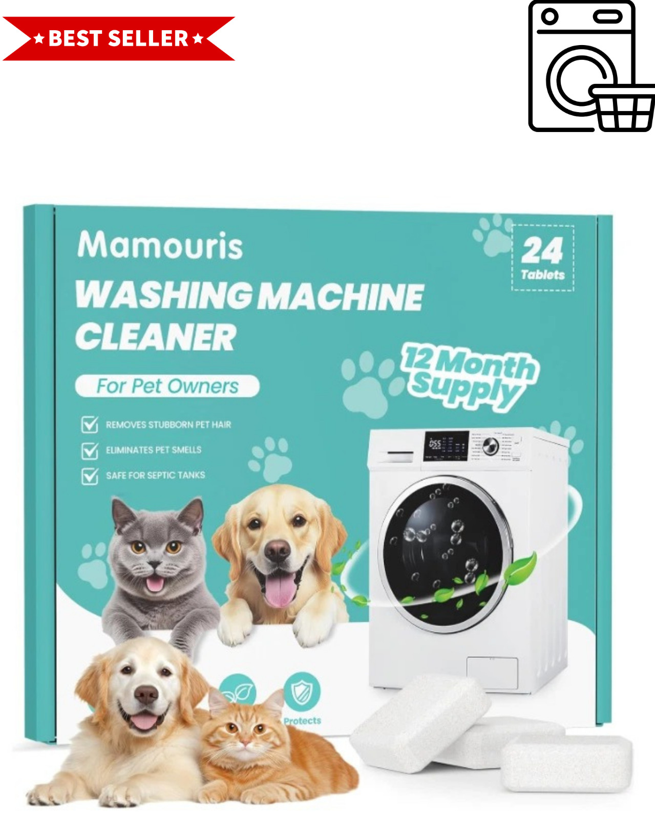 Uproot Clean Washing Machine Cleaner Tablets – 24 Pack for a 12 Month Supply. Fo