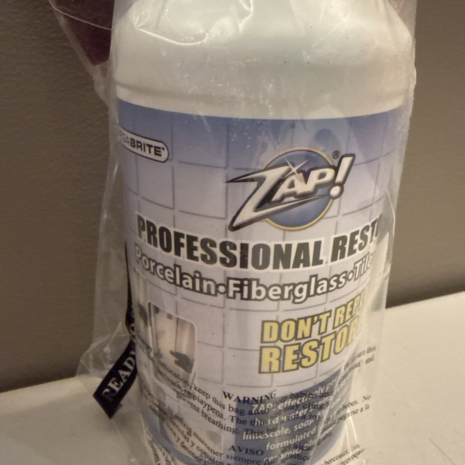 Zap! Professional Restorer 32 Oz Porcelain Fiberglass Tile Grout – NEW SEALED