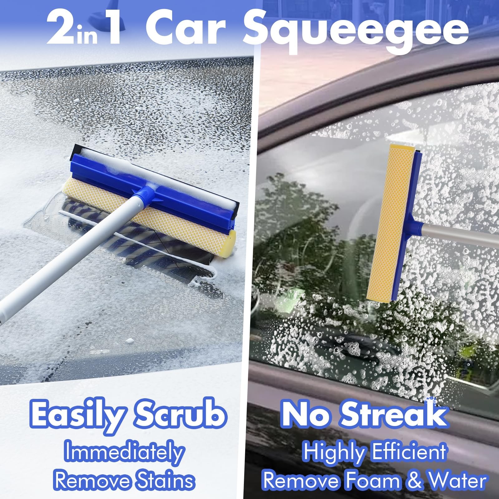 62” Car Wash Brush with Long Handle, Scratch-Free Car Wash Mop Kit with Car …
