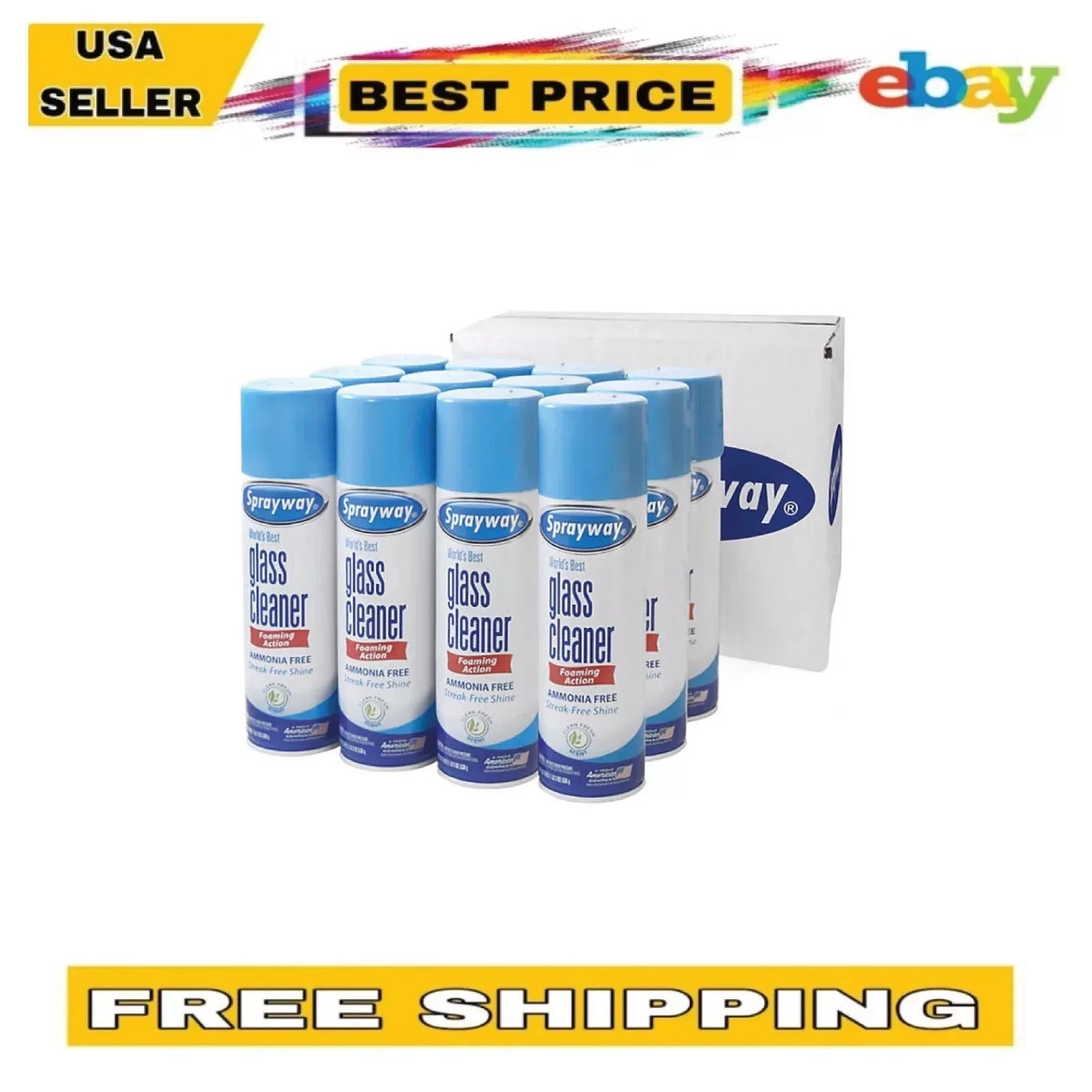 12 Pack Sprayway Glass Cleaner, 19oz FREE SHIPPING