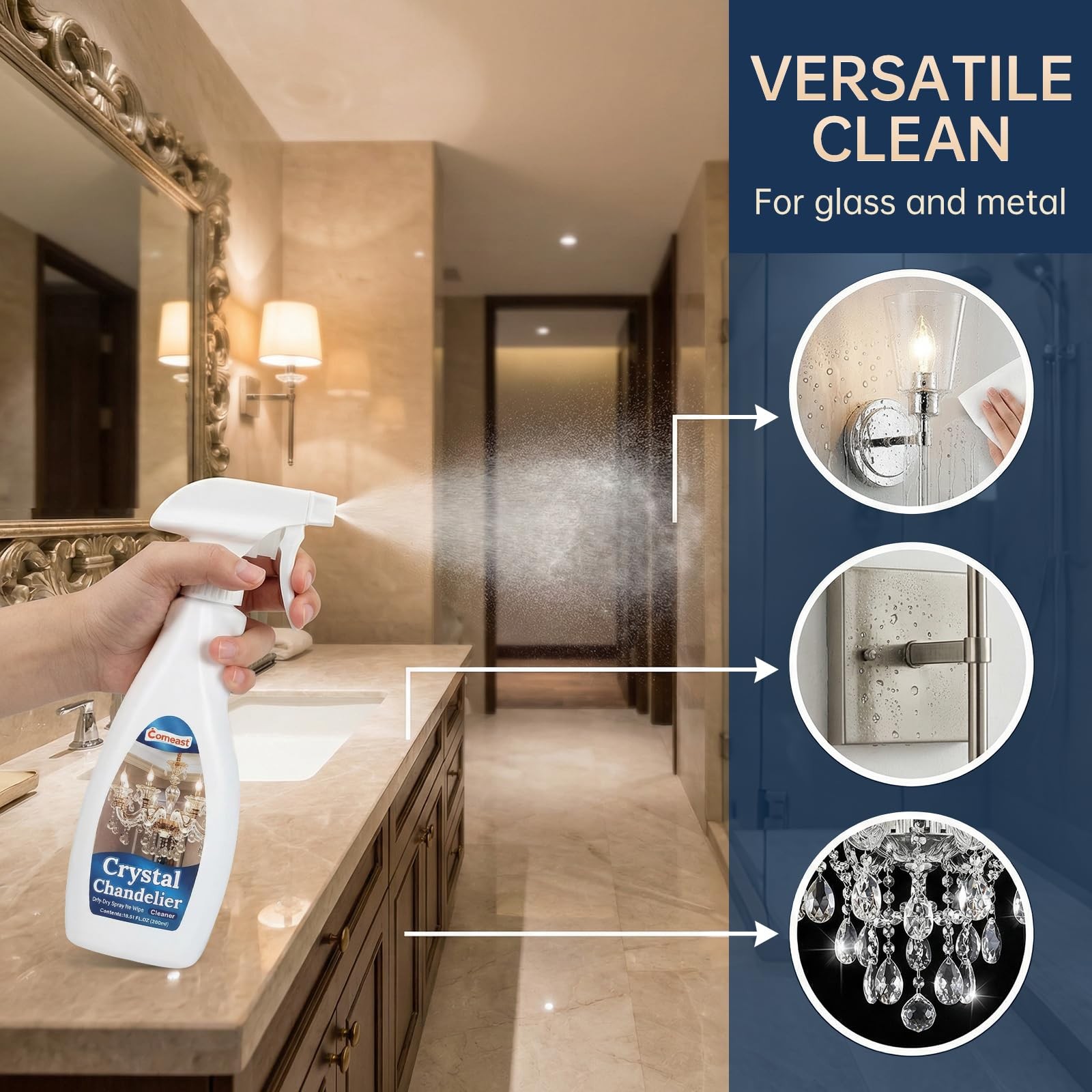 Crystal Chandelier Cleaner Spray, Easy Spray & Drip Dry Formula for Crystal, …