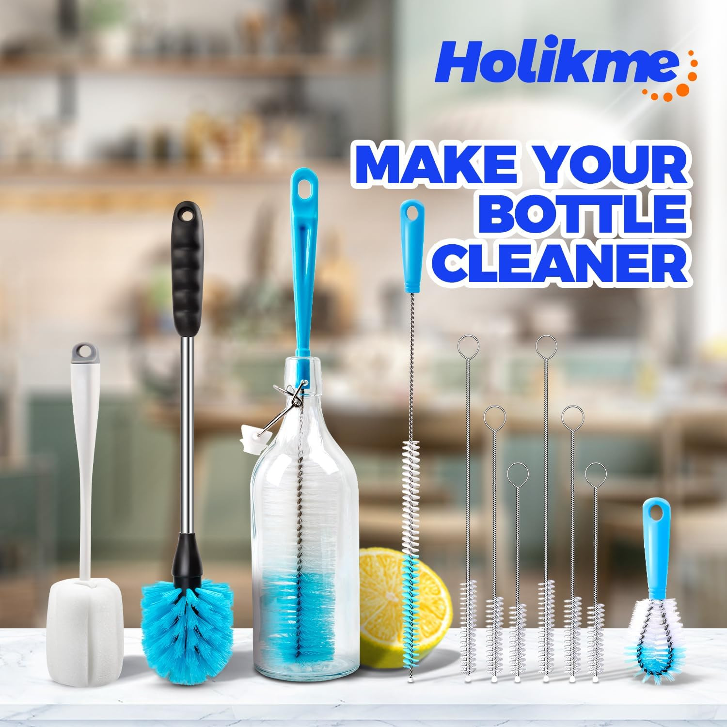 Bottle Brush Tube Cleaning Lab Set with Long Handle, Cup Cleaner for Washing Nar