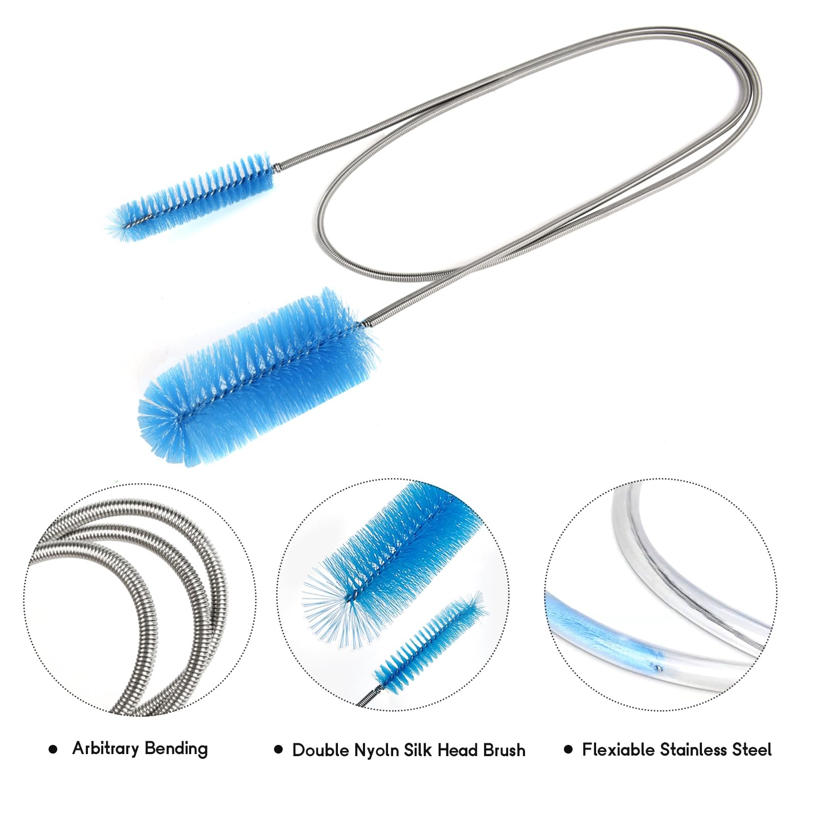 12 Pack Glass Tube Pipe Cleaner Set, 17 Inch Long Handle Nylon Brush for Neck…