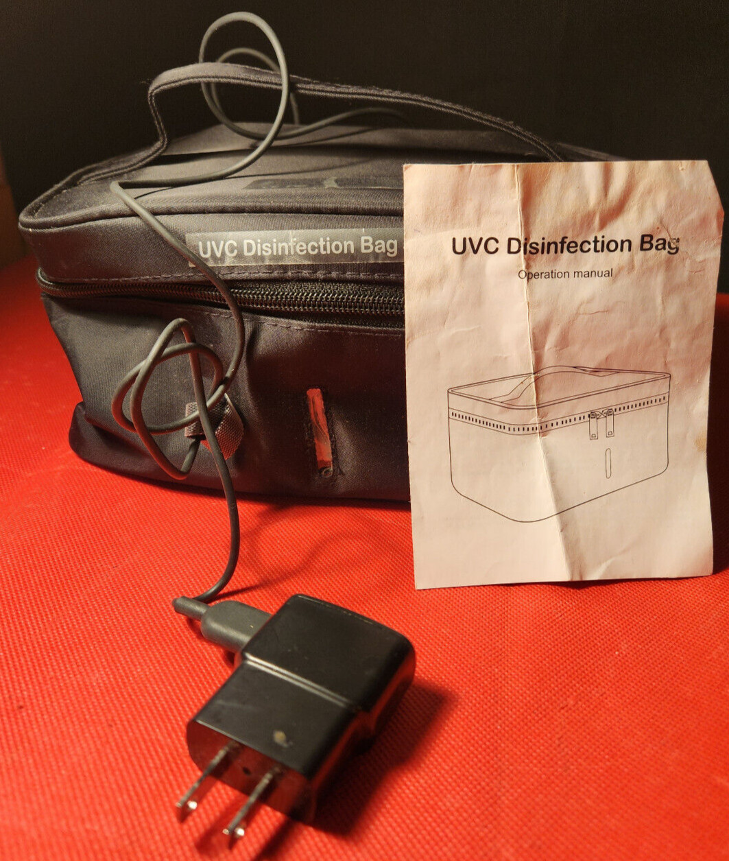 NEW: PORTABLE UVC LED DISINFECTION UV CLEANER BAG GRAY WITH MANUAL – USB POWERED