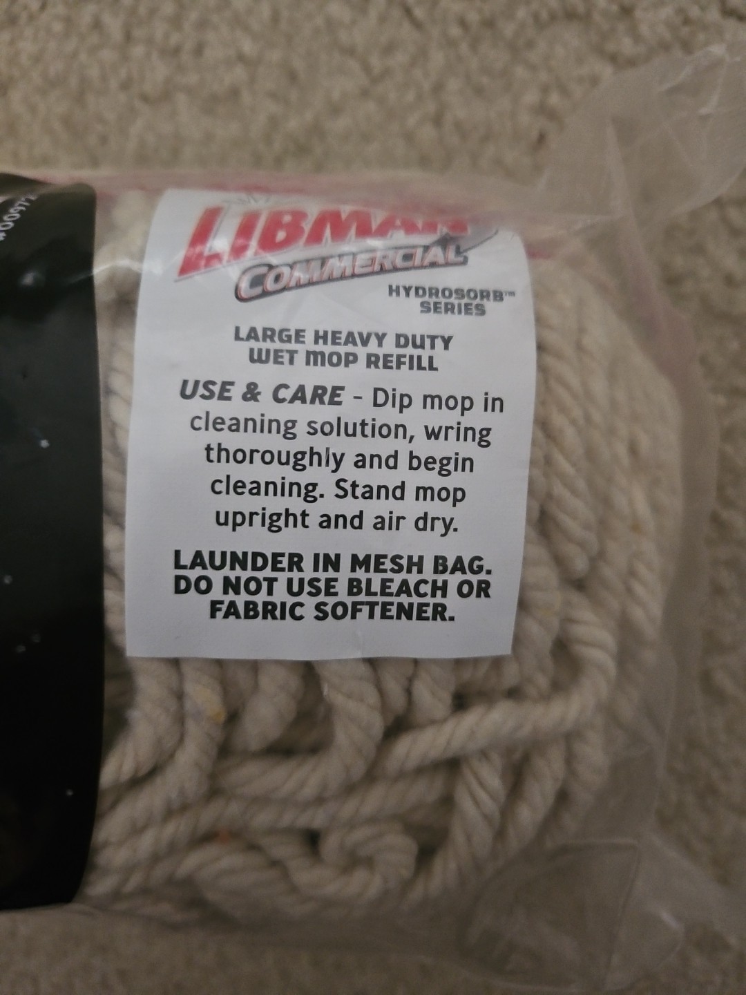 LIBMAN Commercial Large Heavy DUTY WET Mop Refill Open Bag Unused
