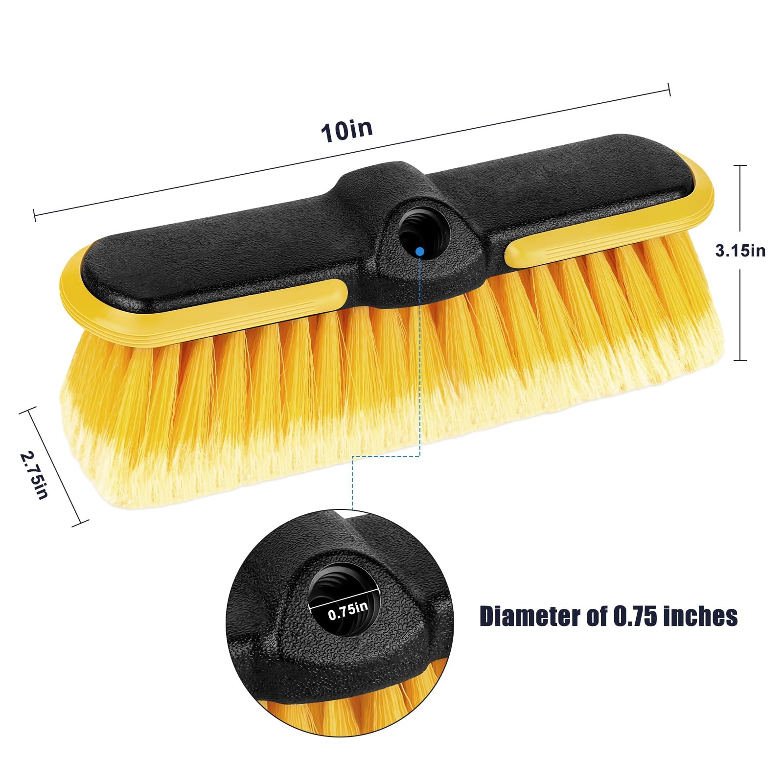 10Inch Car Wash Brush Head Attachment for Extension Pole, Outdoor Cleaning Tool