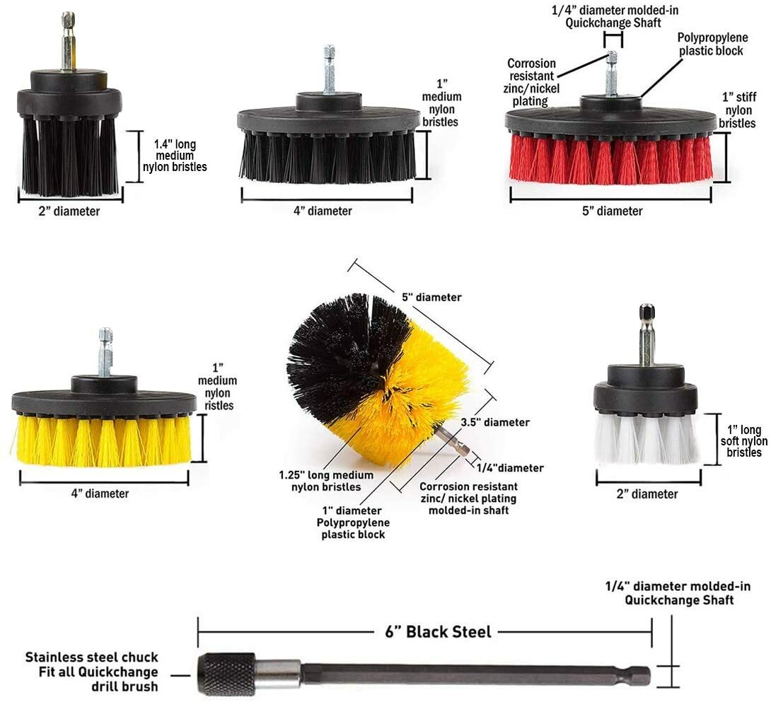 22PCS Drill Brush Set Power Scrubber Attachments Car Carpet Tile Grout Cleaning