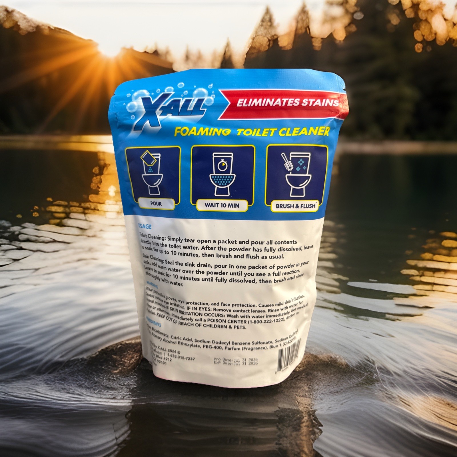X-ALL Foaming Toilet Bowl Cleaner, Self-Activating Powder for Easy Cleaning