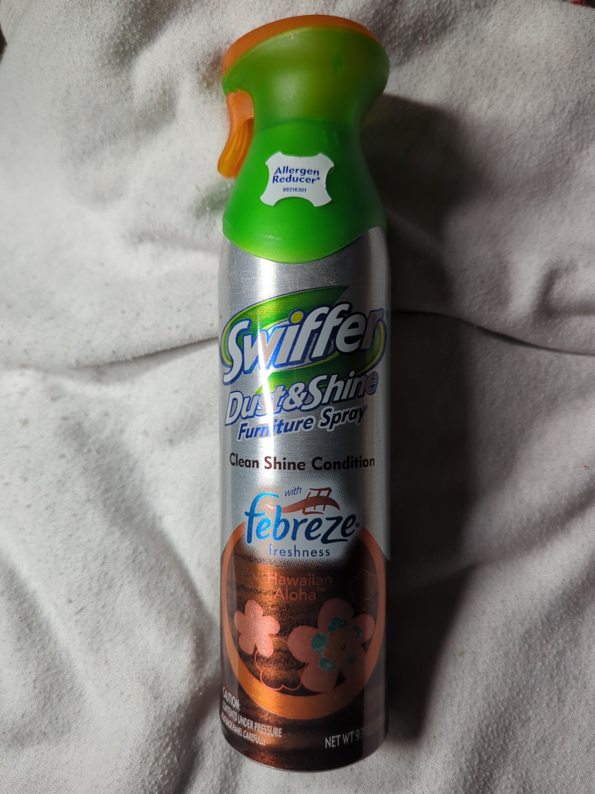 USED Swiffer Febreze Dust & Shine Furniture Spray Hawaiian Aloha 9.7oz 3/4 Full