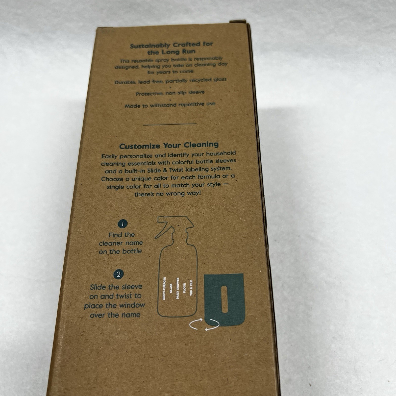 NEW Grove Co Reusable Glass Spray 16oz Bottle w/ Fresh Green Silicone Sleeve Box