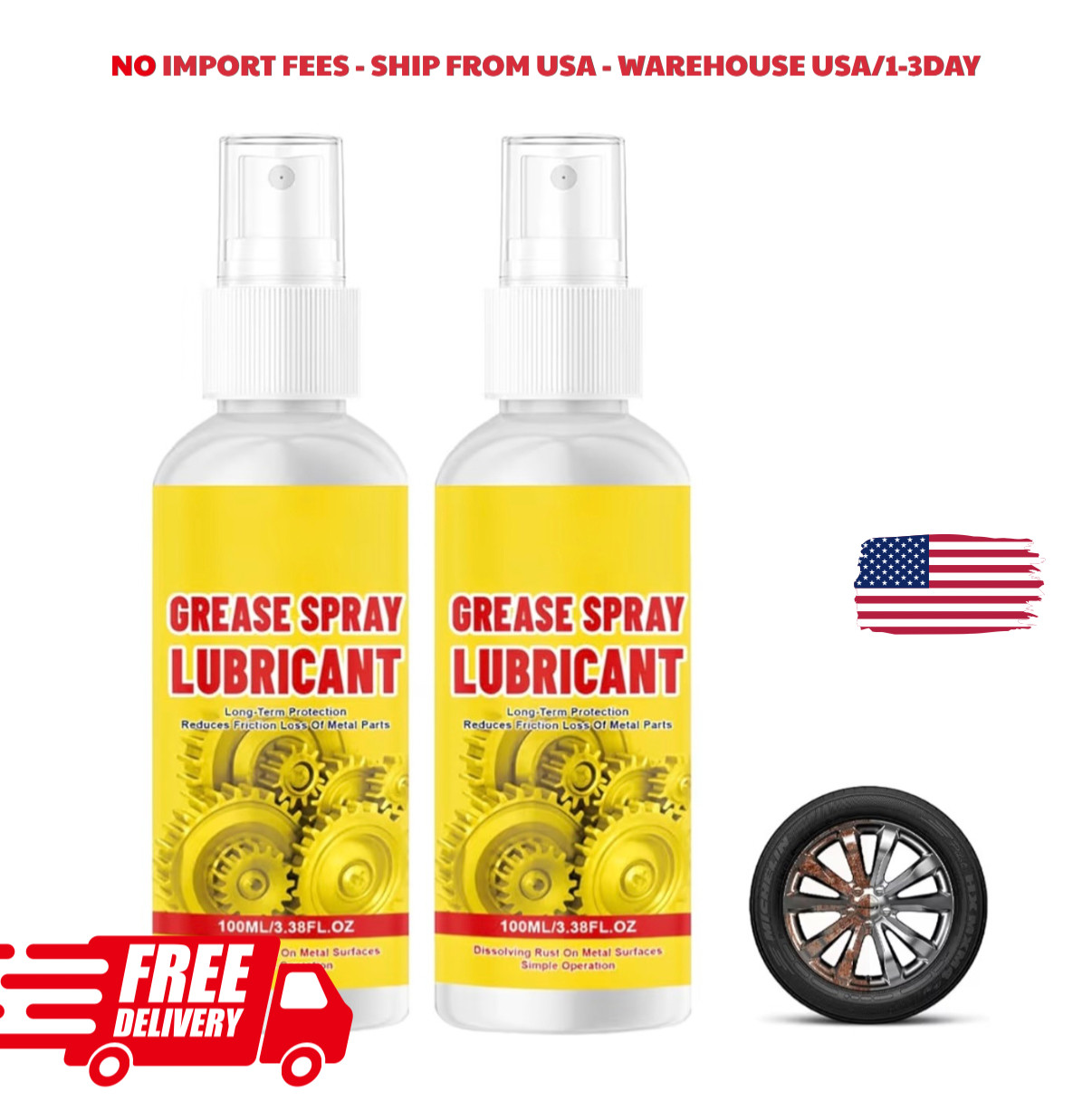 2Pcs Anti-Rust Lubricant Spray & Rust , Rust Spray for Metal, Multi-Purpose F…