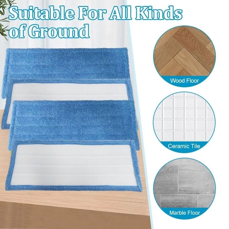 6 Pack Click n Clean Rejuvenate Compatible Microfiber Mop Pads 17″x6″ Size