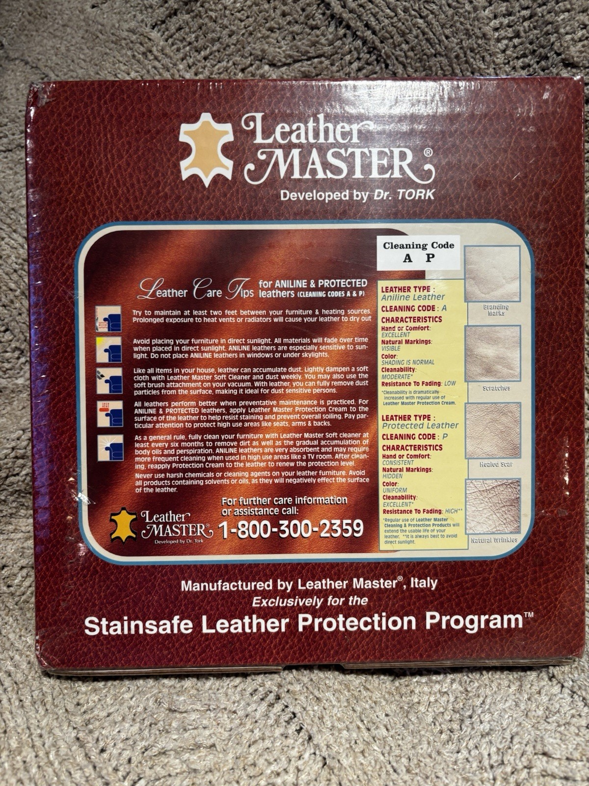 Leather Master Stainsafe Leather Care Kit Cleaner Cream Ink Lifter NEW Sealed