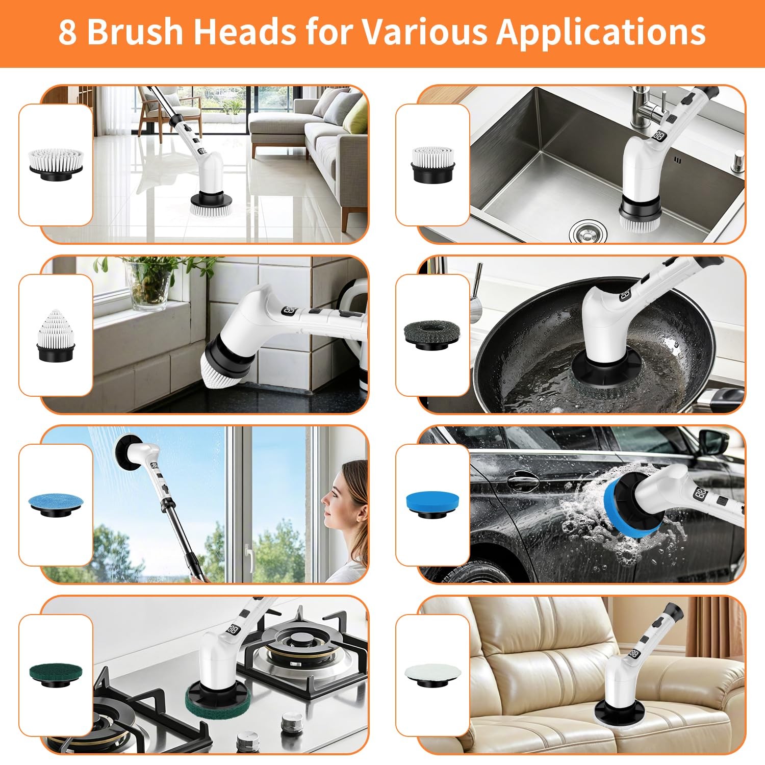 Electric Spin Scrubber for Cleaning Bathroom,Cordless Power Shower Scrubber -…