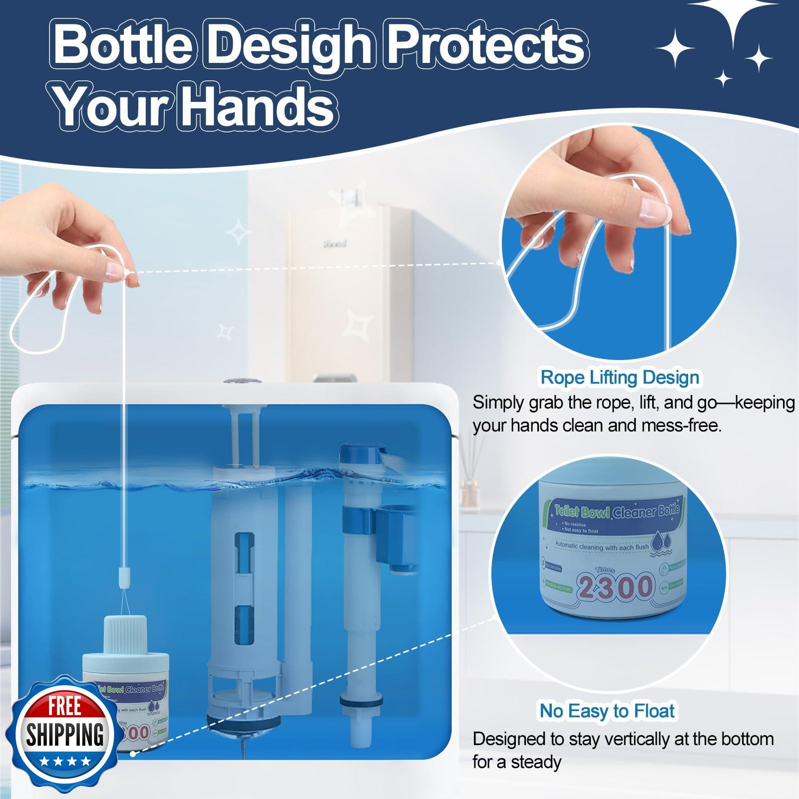 Msvvko Toilet Bowl Cleaners, Automatic Long-Lasting Blue Toilet Cleaner Bottl