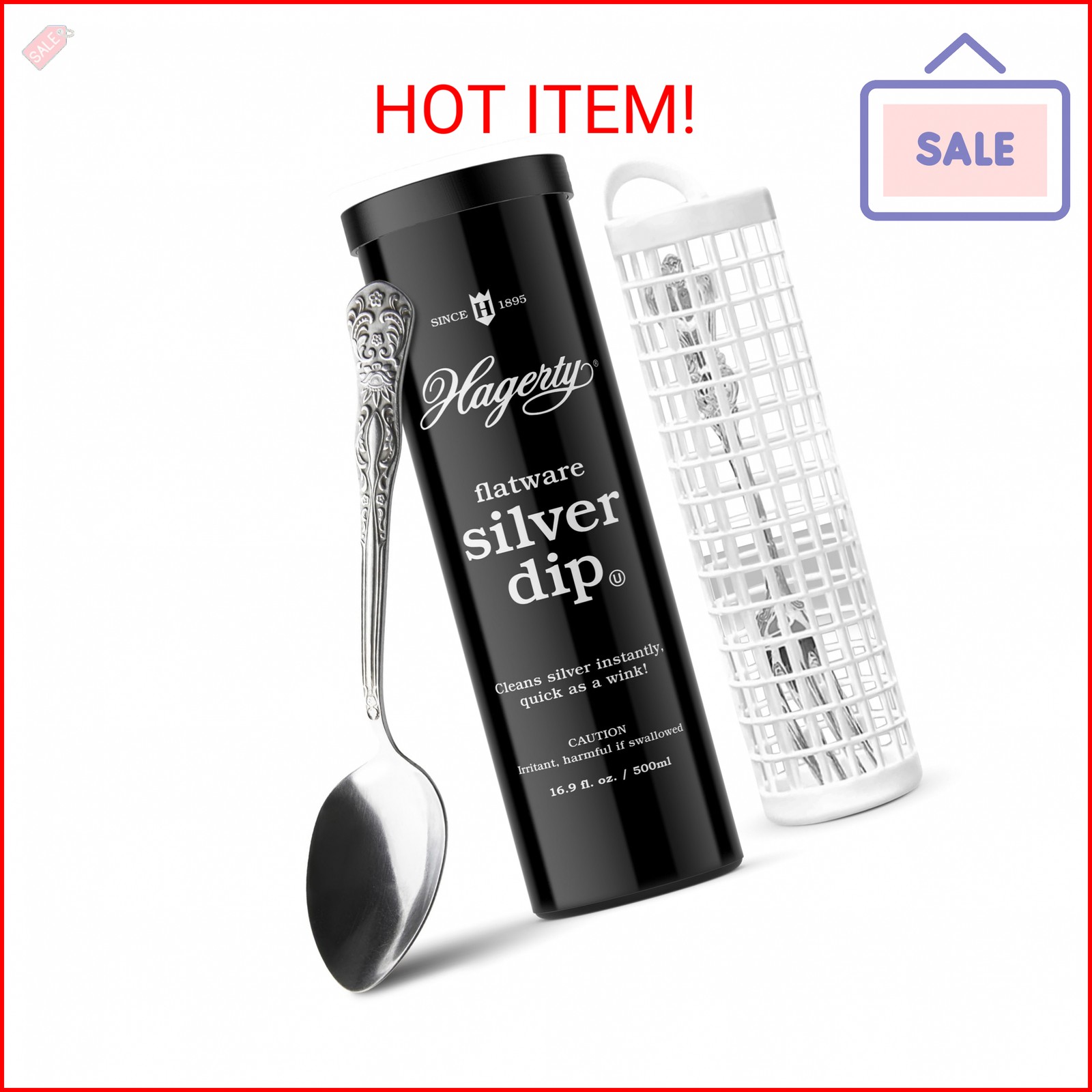 Hagerty Flatware Silver Dip – Silverware Cleaner with Basket for Silver Forks, K