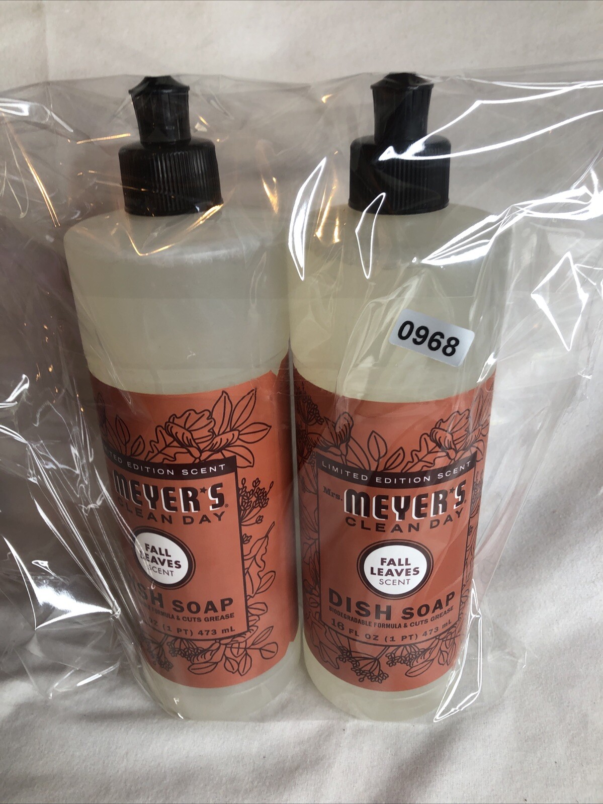Mrs Meyers Clean Day Dish Soap Limited Edition Scent Fall 🍁Leaves 🍁 16oz 2-Pk