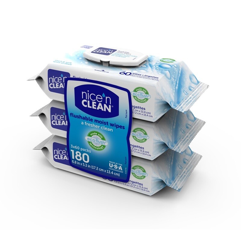 Ultra Thick Flushable Wipes 180 Count Plant-Based Aloe Vitamin E Septic Safe New