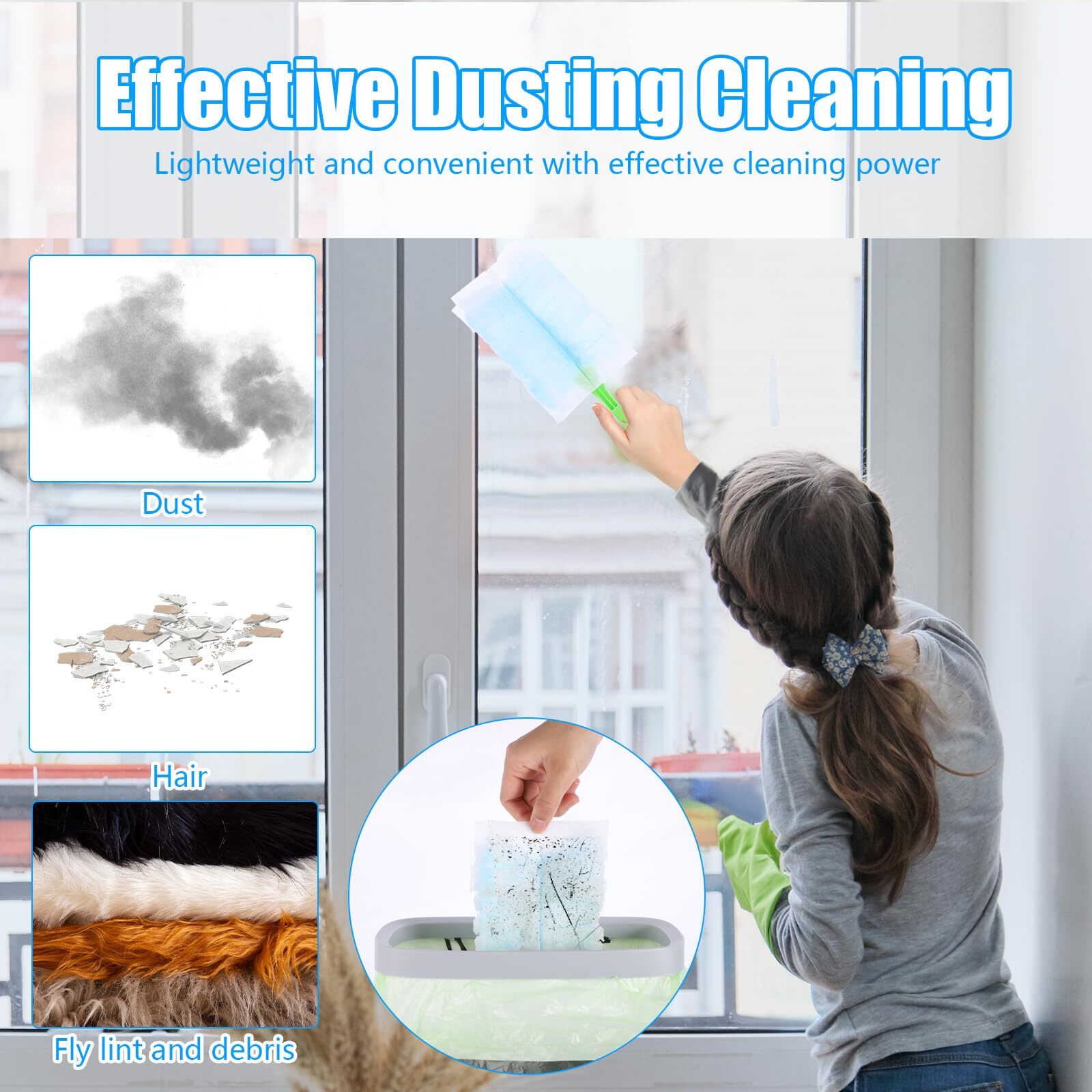 30pcs Disposable Dusters Refills180 Degree Dusters Disposable Duster Heads Blue