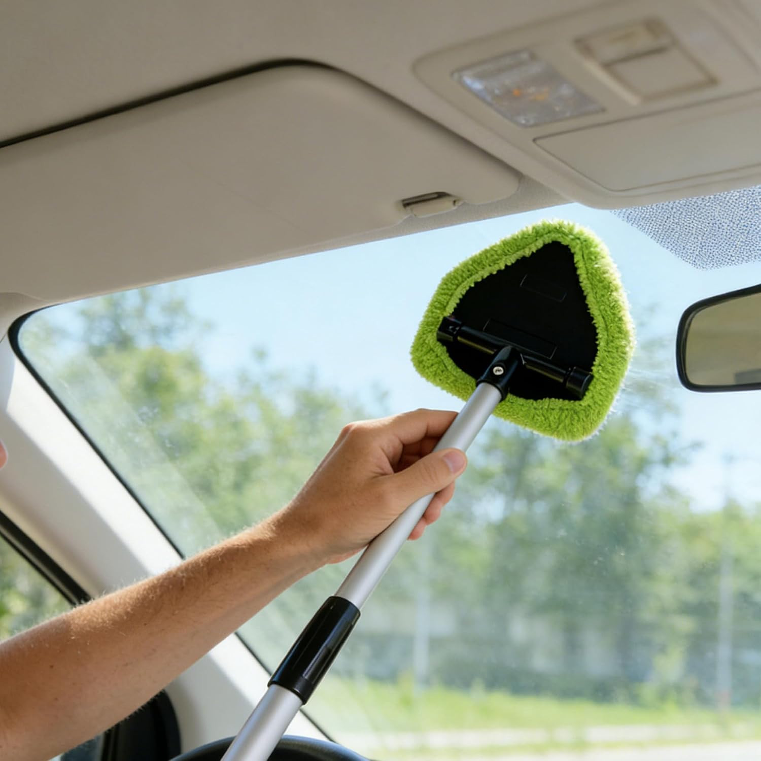 Microfiber Car Windshield Cleaning Tool with Extendable Handle,Car Defogging Gla