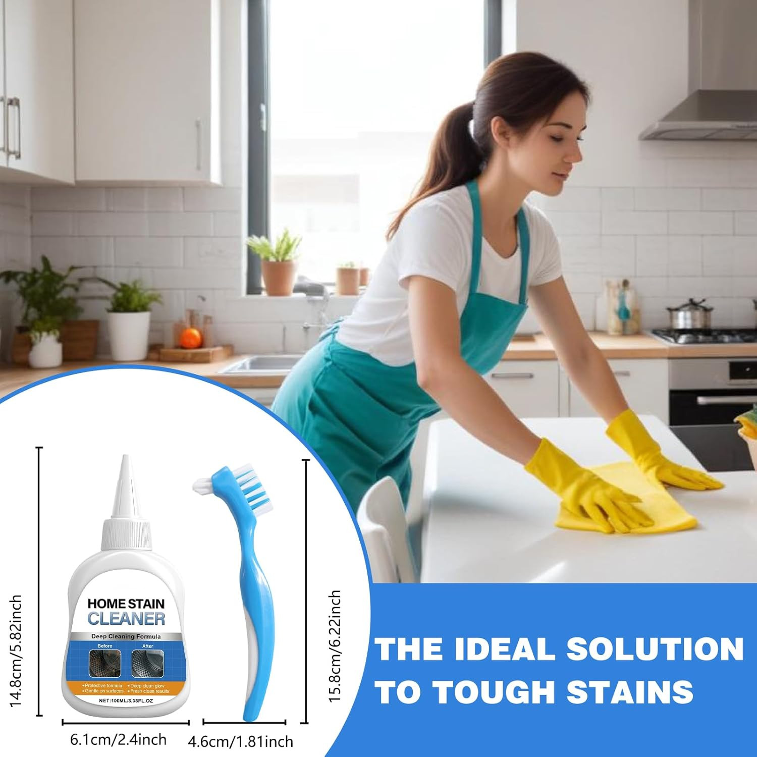 Home Stain Cleaner Gel, Washing Machine Cleaner with Brush, Home Removergel