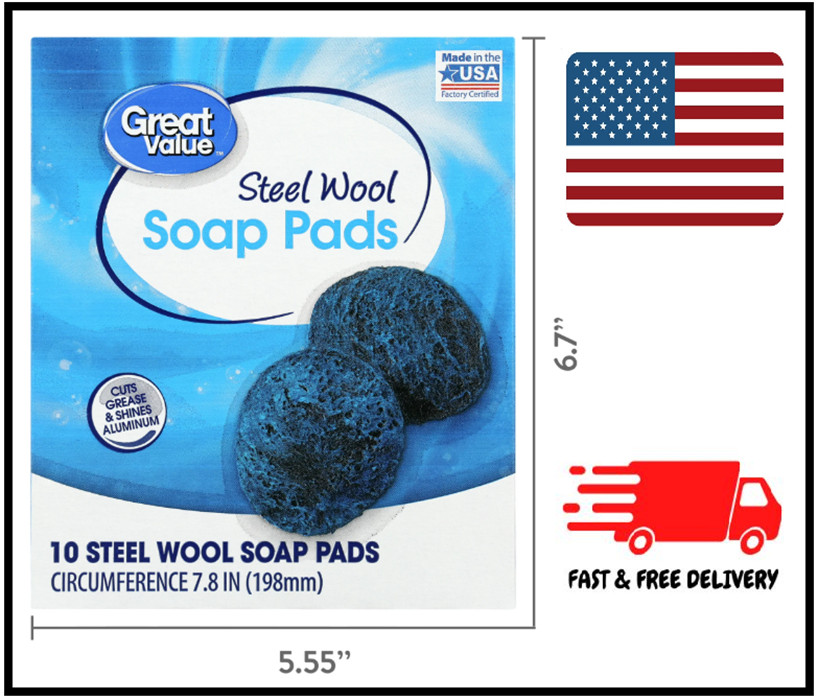 Great Value Steel Wool Soap Pads, 10 Count