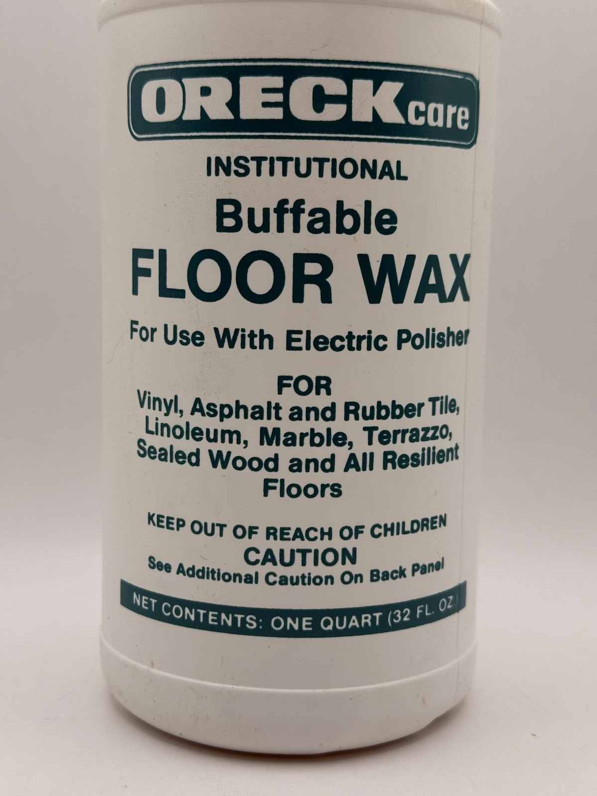 Vintage Oreck Care Institutional Buffable Floor Wax 32oz Full Bottle Polisher