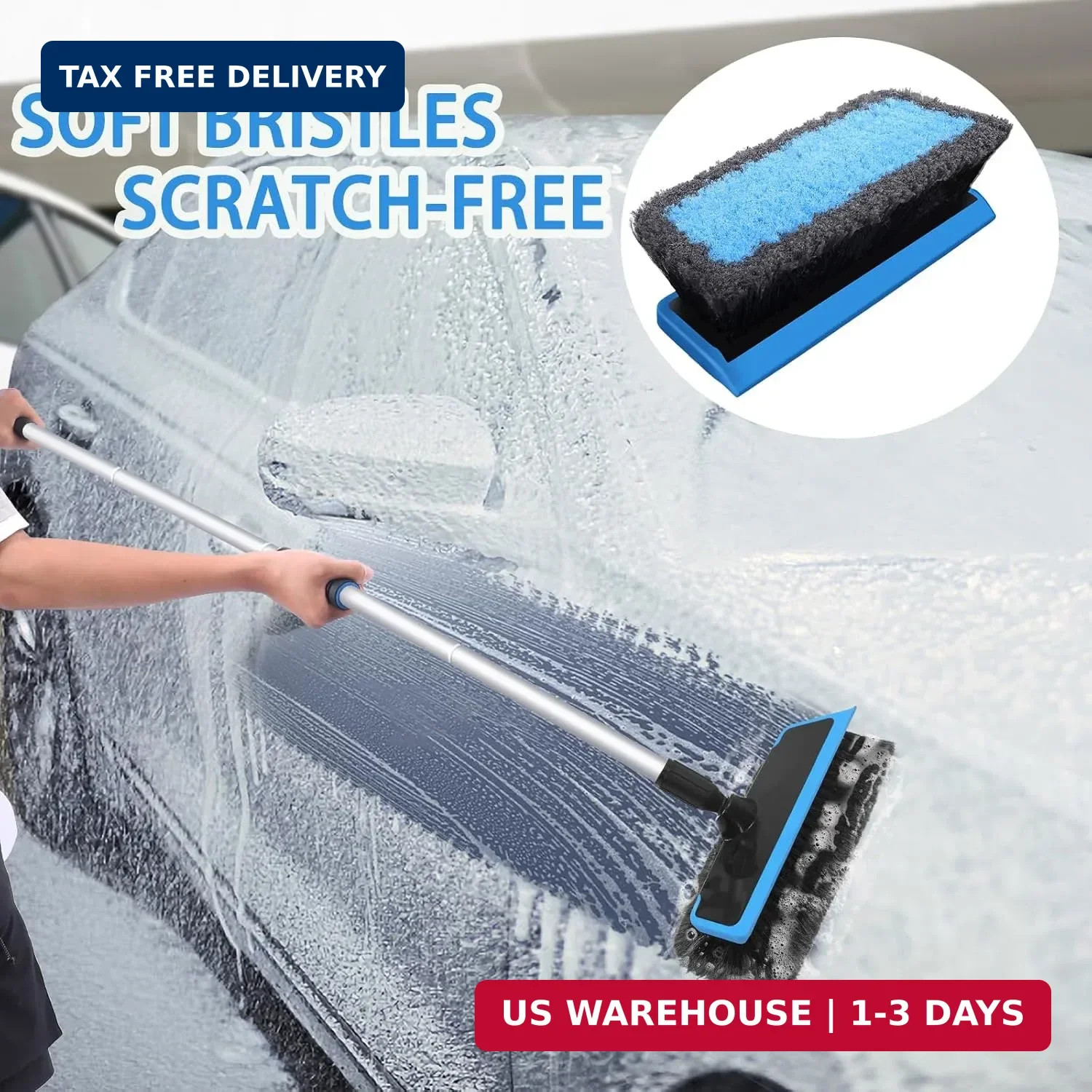 Wontolf 62” Car Wash Brush with Long Handle, Scratch-Free Soft Bristles Sturdy
