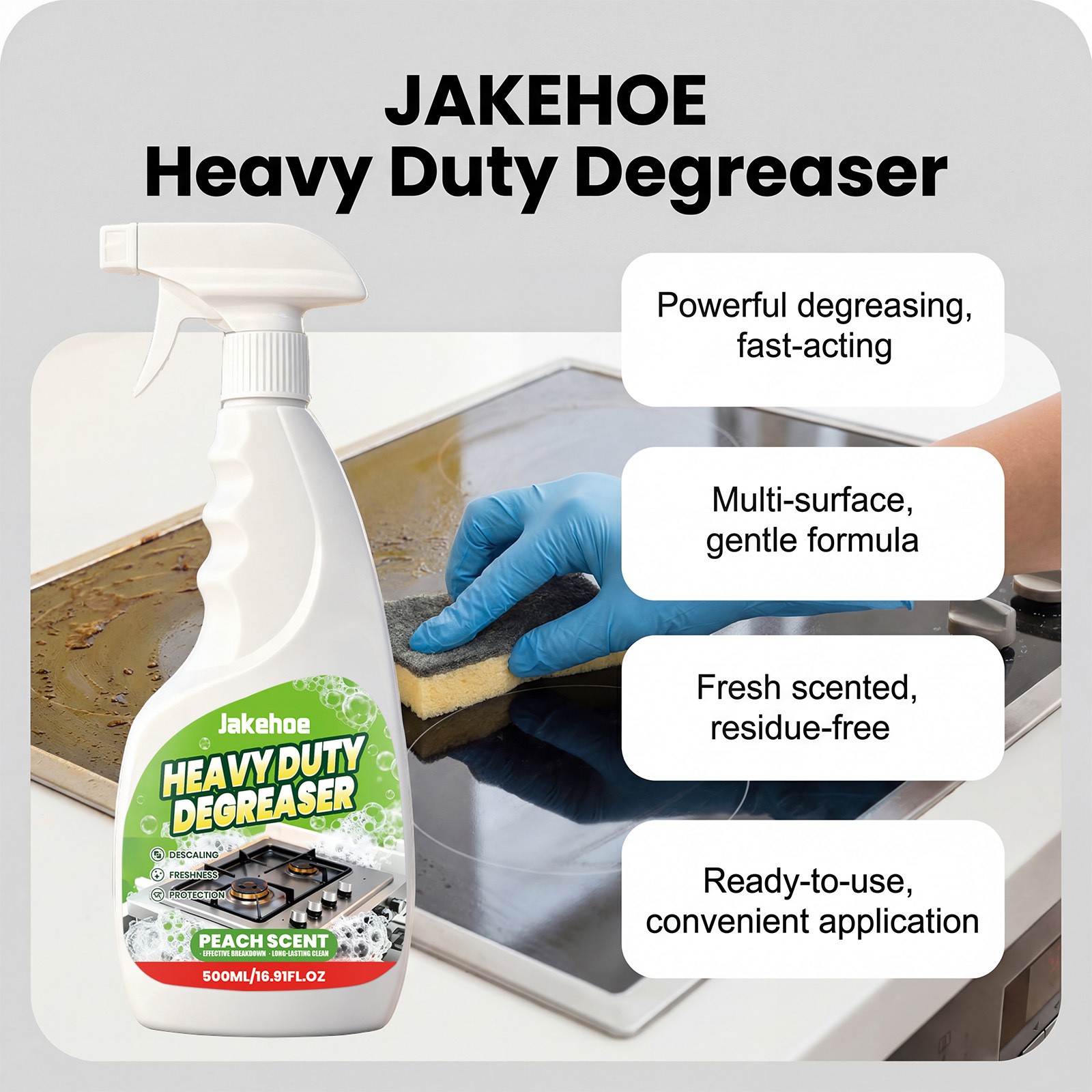 Heavy Duty Kitchen Degreaser Spray,17oz Multipurpose Degreaser For Stove, Oven