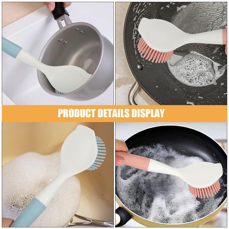 Silicone Pot Brush 2Pcs Set with Long Handle for Non-Stick Cookware Cleaning …