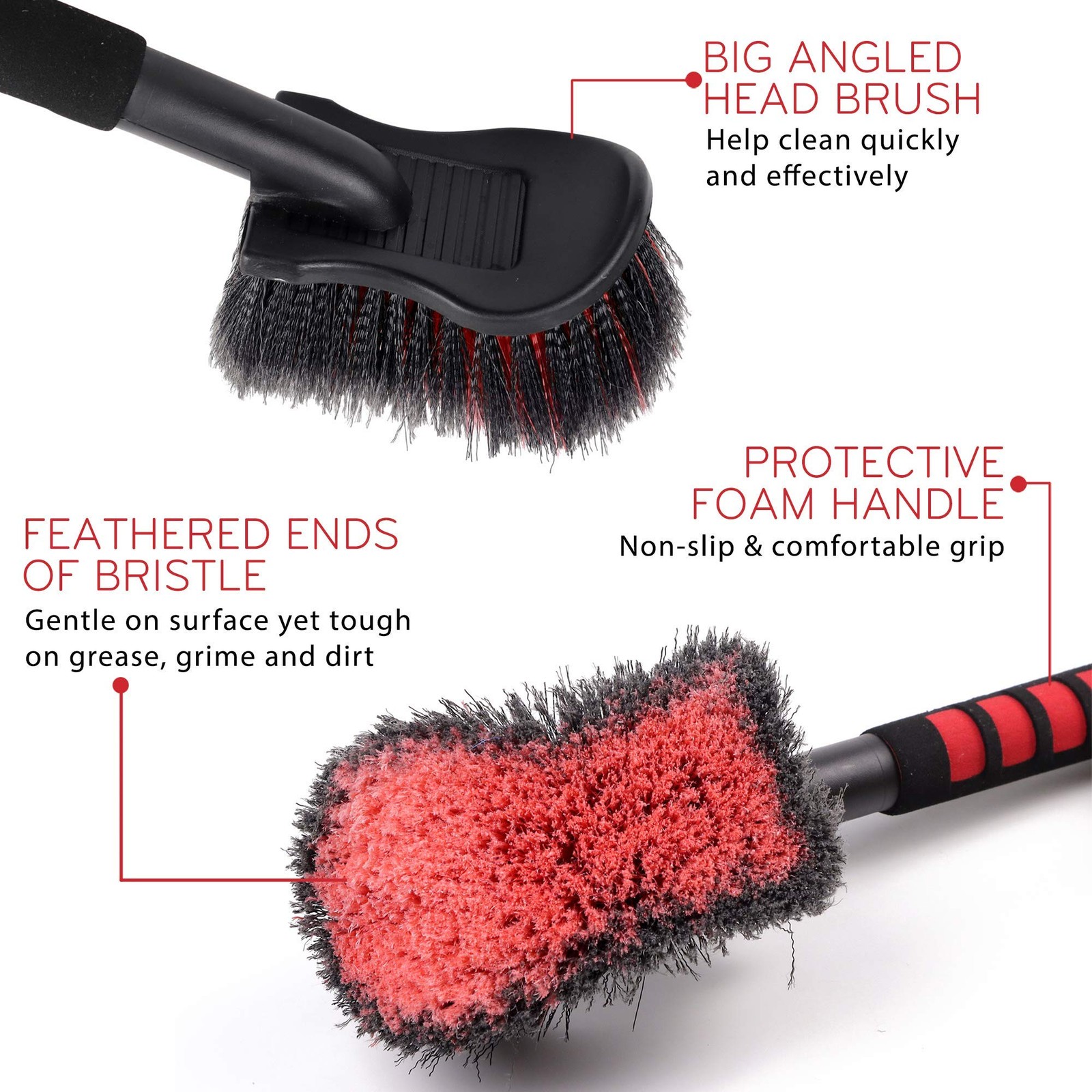 17.5″ Wheel Tire Body Brush Soft Bristle – Gentle Car Wash Brush Long Handle …