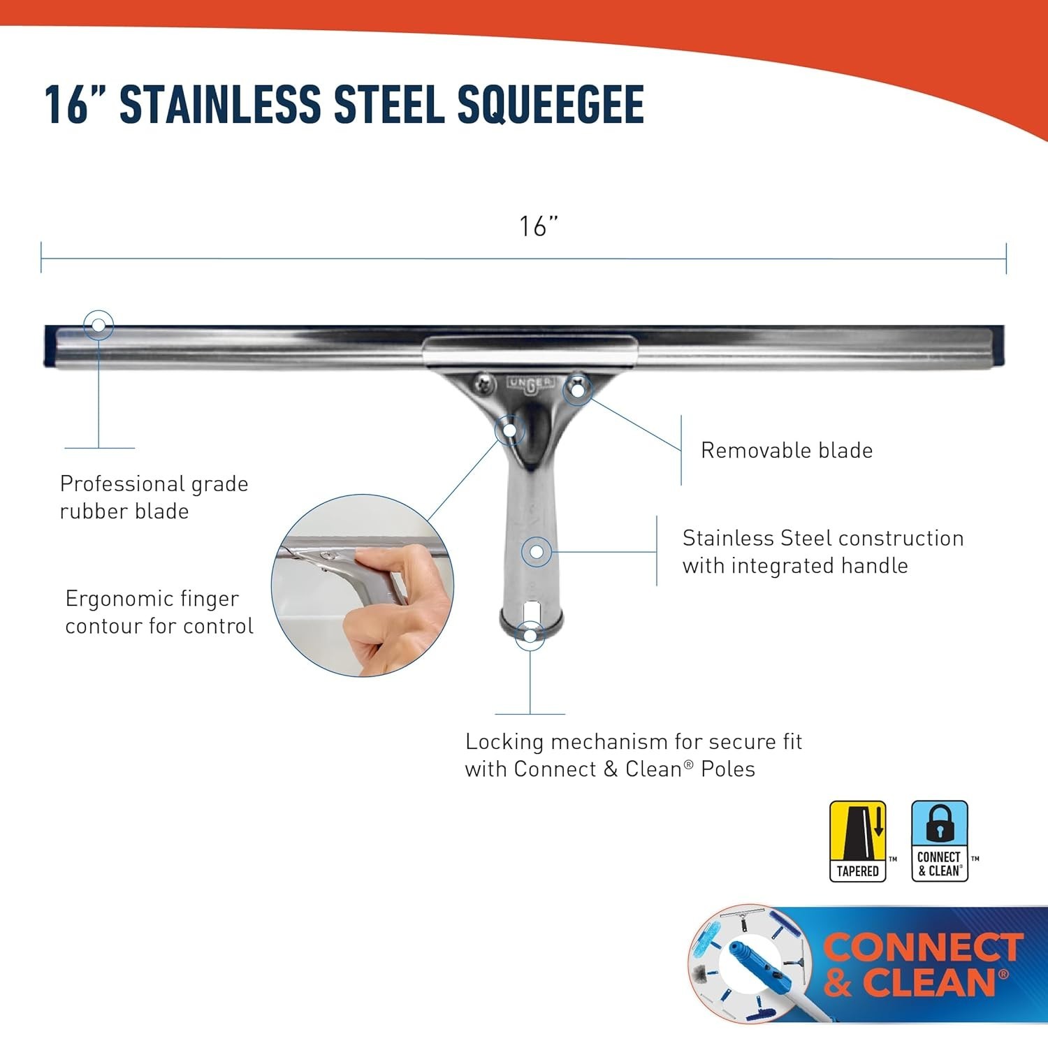 Professional 16” Stainless Steel Window & Glass Cleaning Squeegee – Cleaning …