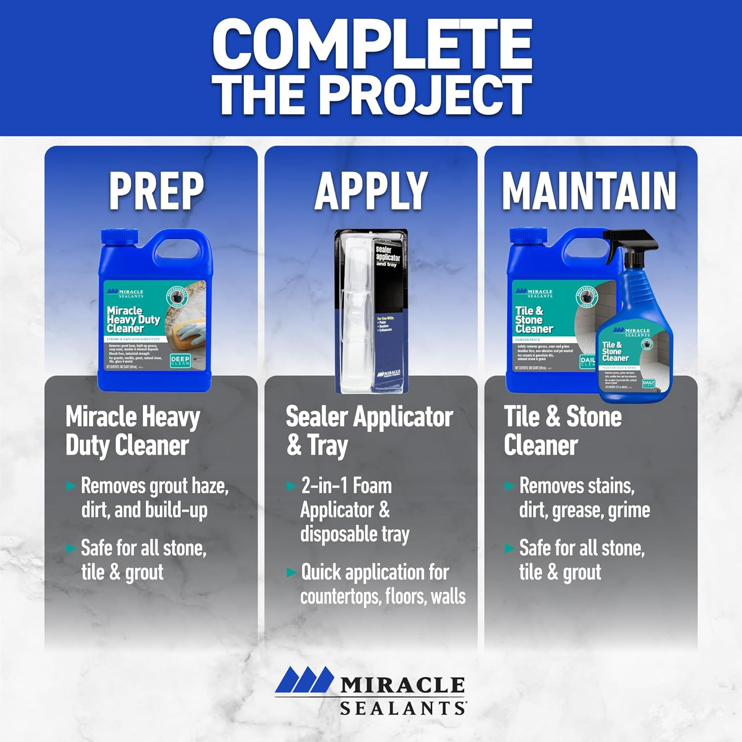 Miracle Heavy Duty Non-Acidic Cleaner, Tile & Stone Cleaner & Grout Haze Remover