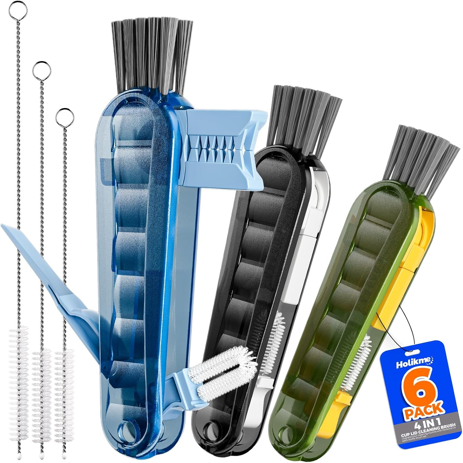 6 Pack Cup Lid Cleaning Brushes Straw Bottle Gap Crevice Kitchen Clean Set Home!