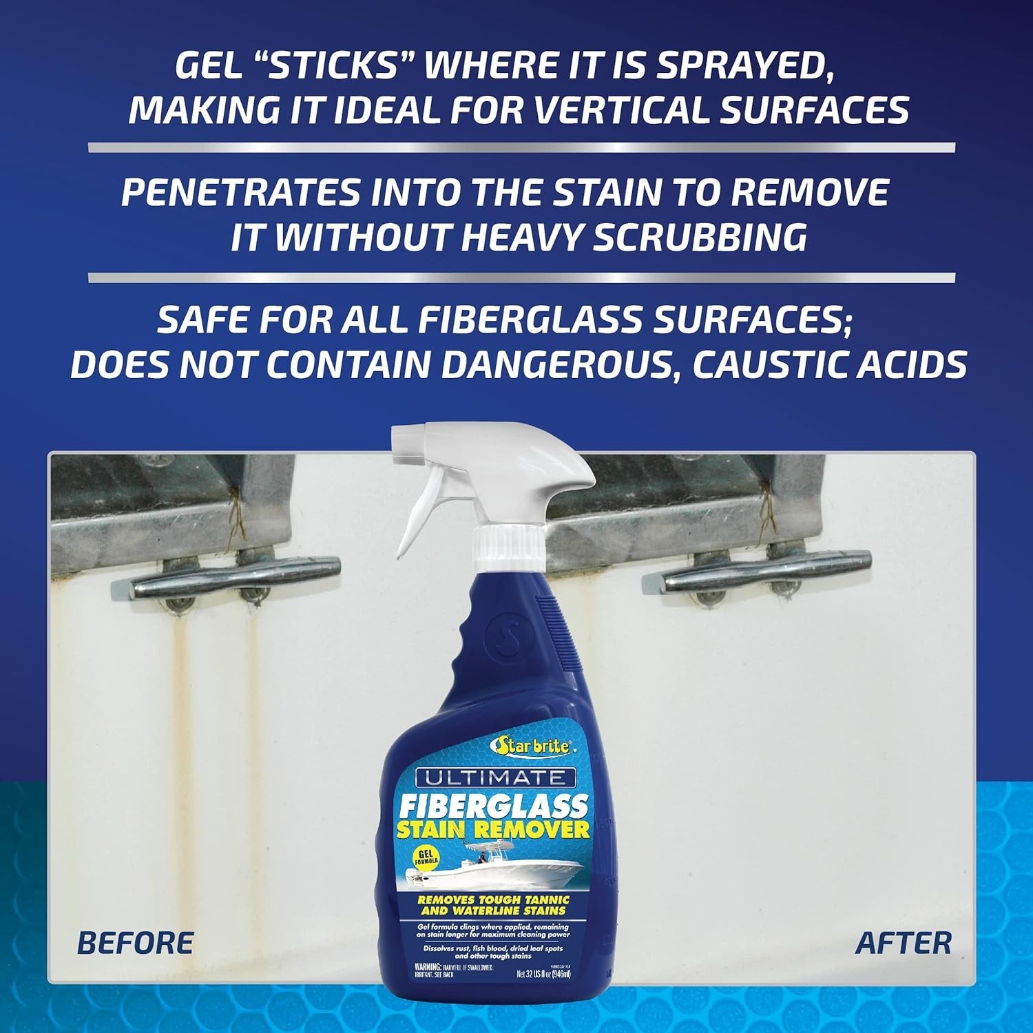 Easy-to-Use Gel Spray – Ultimate Stain Remover for Fiberglass & Painted Surfaces