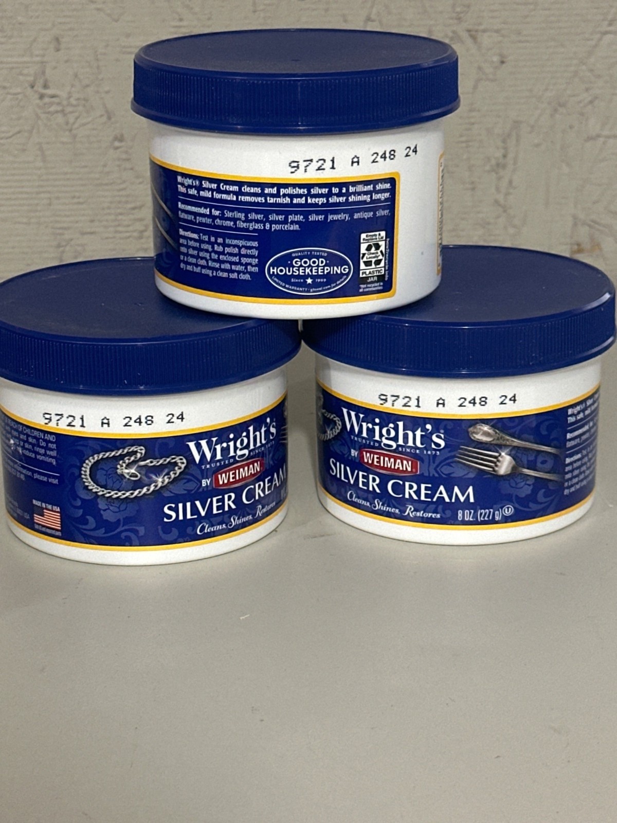Wrights Silver Cream By Weiman 8 Oz – Cleans Shines & Restores – Lot Of 3