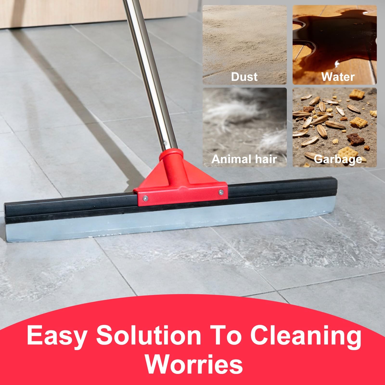 17″ Heavy Duty Floor Squeegee with 40.8 Inch Long Handle, Suitable for Bathro…
