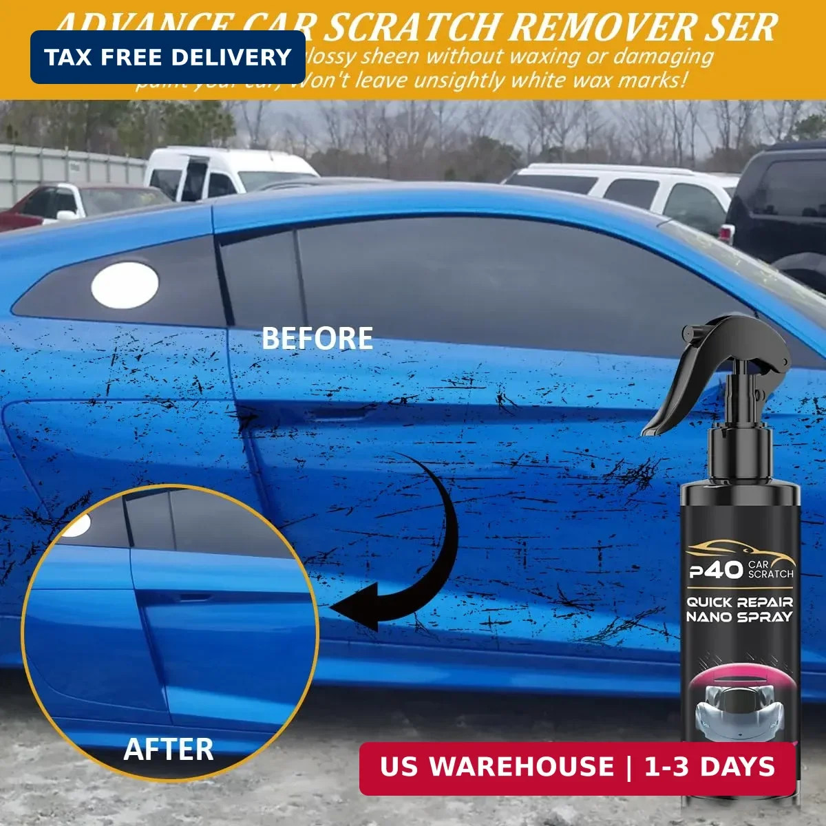 2PCS Nano Car Spray, Scratch Remover, Scratch Fix, Car Wax for Cars, Nano Scratc