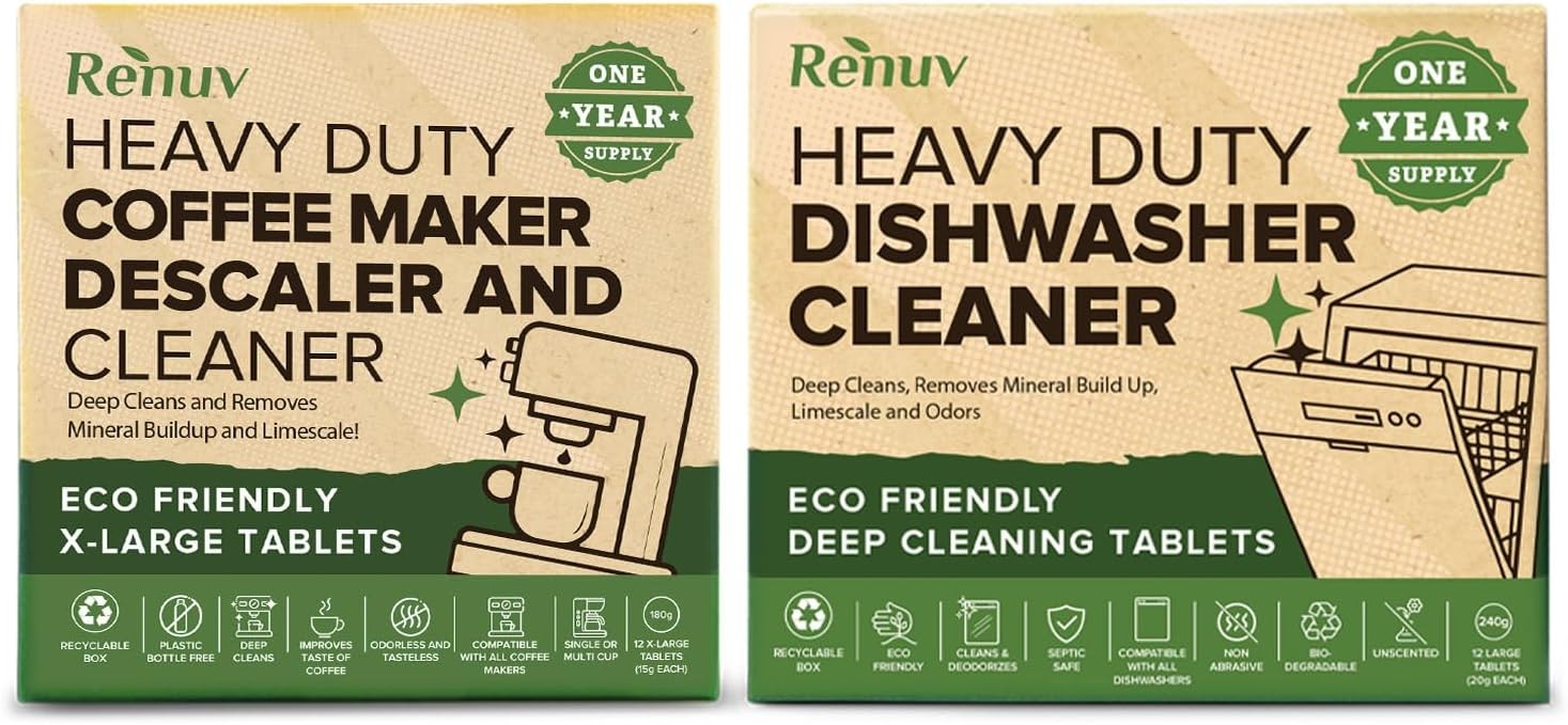 ® Heavy Duty Dishwasher Cleaner & Deodorizer, Descaler, 12 XL Tablets | Deep Cle