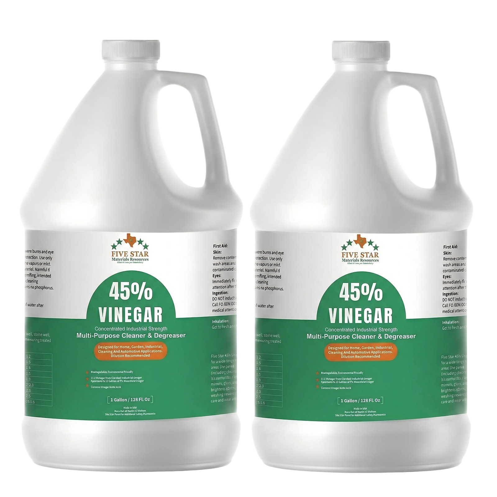 45% Concentrated White Vinegar 2 Gallon 256 oz Pure Clean Home Garden