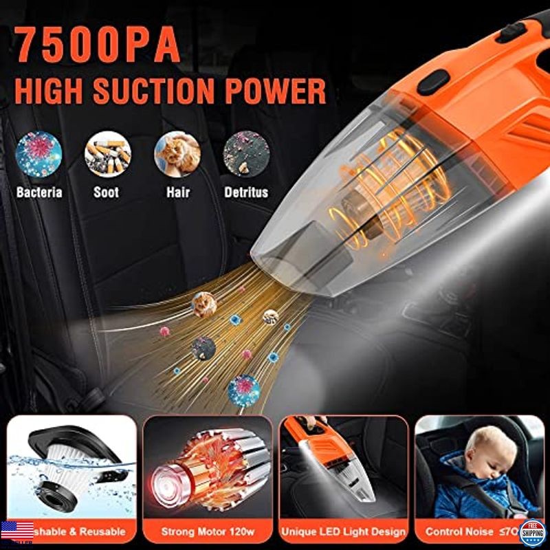 17Pcs Car Cleaning Kit with Vacuum, Brushes, Towels & Windshield Tools