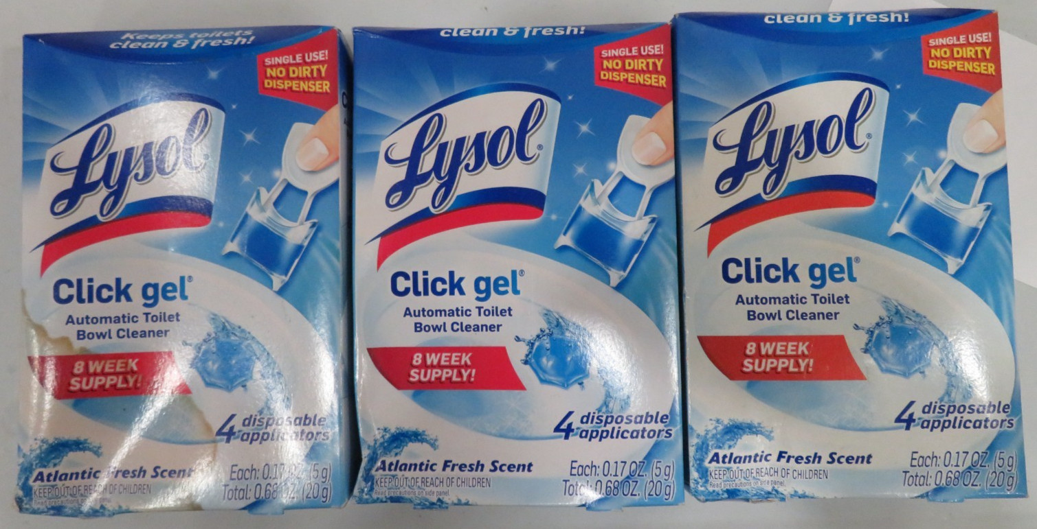 LYSOL Toilet Bowl Cleaner Click Gel Atlantic Fresh Scent 3-packs of 4 ea