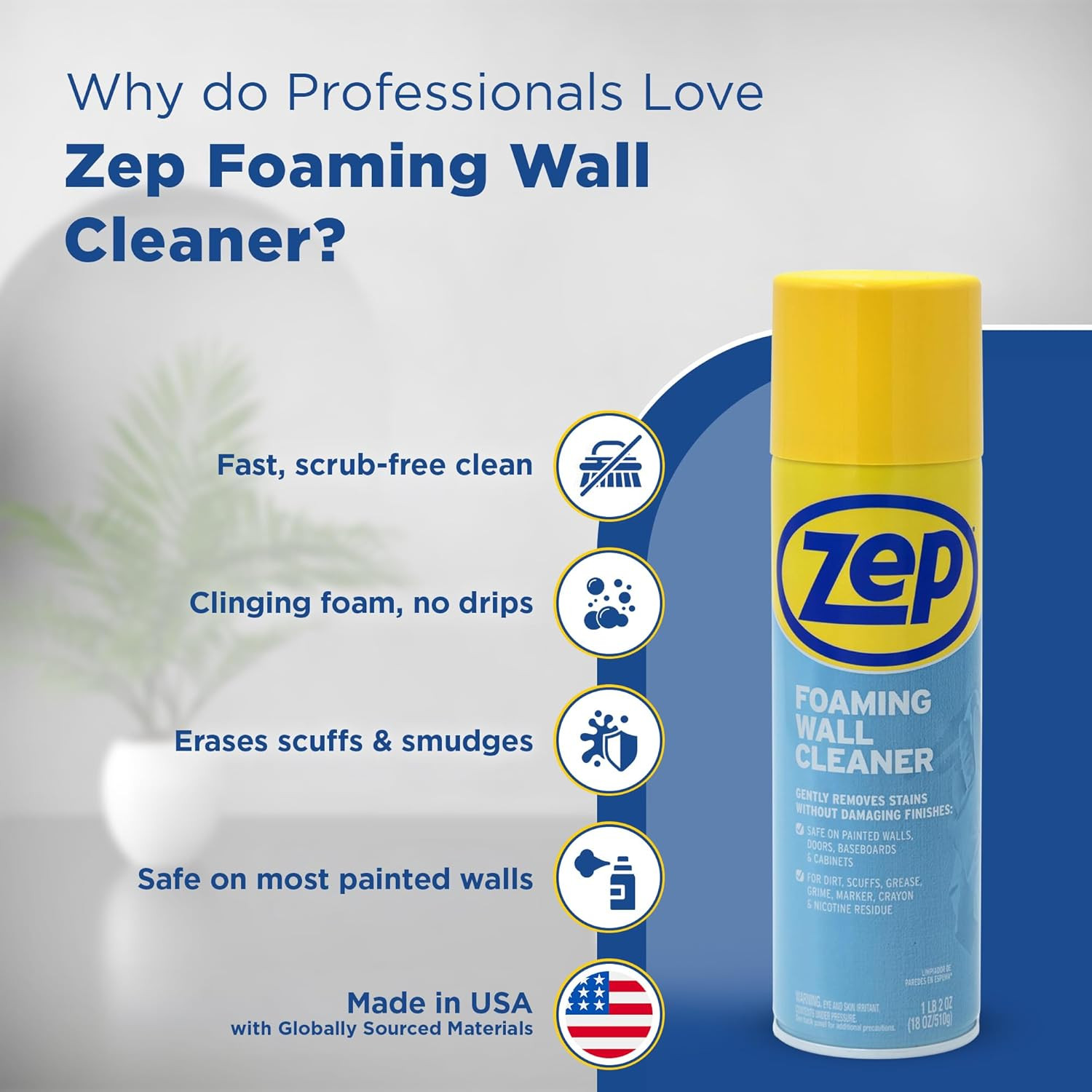 ZUFWC18 Foaming Wall Cleaner, 18 Oz, Clear